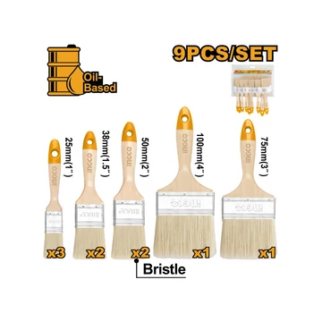 Ingco ecset készlet 9 db-os műanyag nyéllel