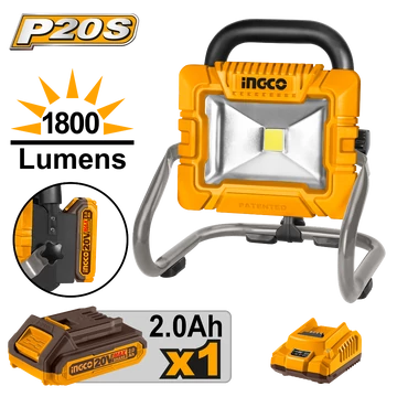 Ingco akkumulátoros LED lámpa 1800 Lm 20 V 2,0 Ah akku + töltő