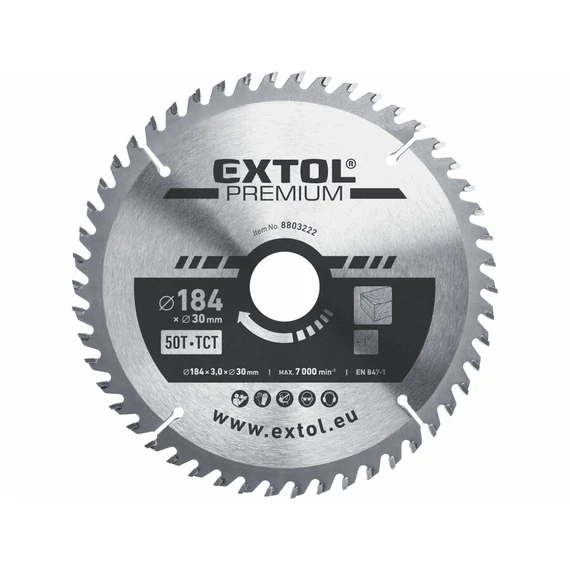 Extol körfűrészlap 184x30x3.2 50T keményfémlapkás