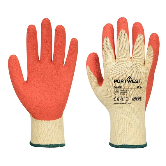 Portwest Latex mártott kesztyű narancs, S-es méret