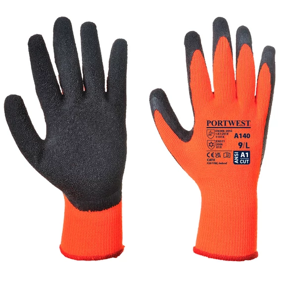 Portwest Thermal latex mártott kesztyű narancs / fekete, XL-es méret