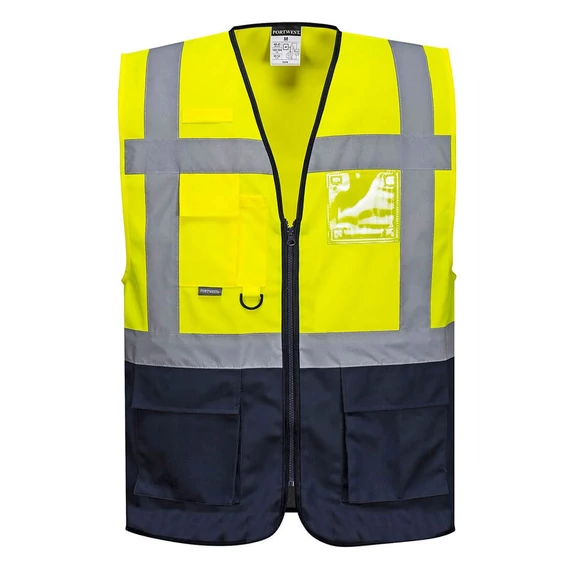 Portwest Warsaw vezetői mellény sárga / tengerészkék, S-es méret