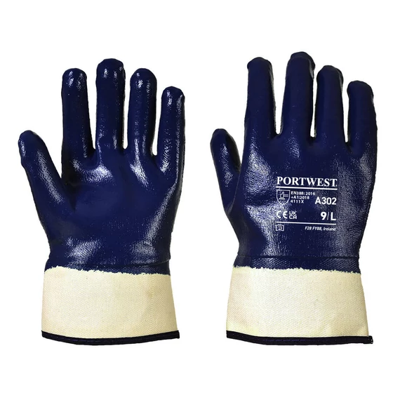 Portwest Csuklóig mártott nitril kesztyű tengerészkék, 2XL-es méret