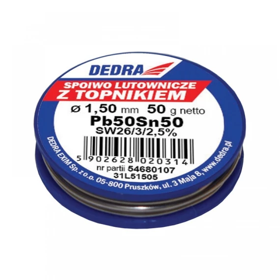 Dedra forrasztóón 1.5 mm 50 g 50%SN