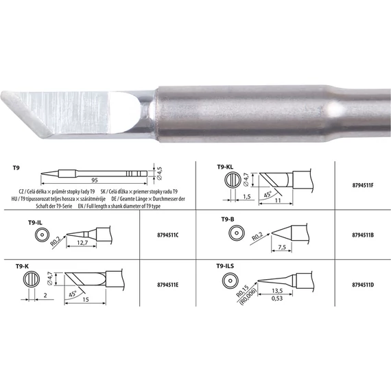 Extol forrasztócsúcs T9-K a 8794511 forrasztó pákához