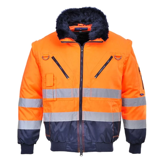 Portwest Hi-Vis 3-in-1 Pilota kabát narancs / tengerészkék, 2XL-es méret