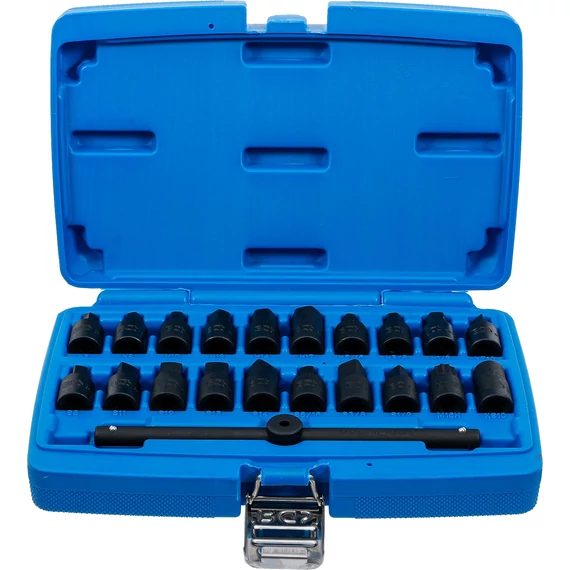 BGS speciális olajleeresztő-kulcs készlet 3/8" 21 darabos