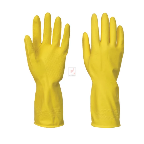 Portwest Háztartási latex védőkesztyű (12 pár) sárga, XL-es méret