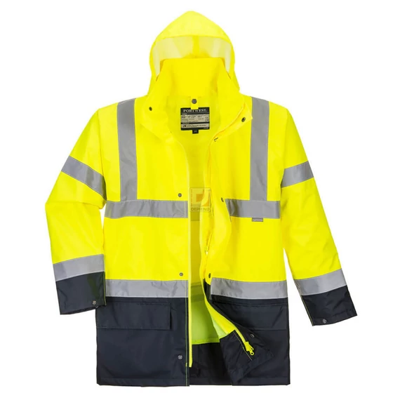 Portwest Essential 5 az 1-ben munkavédelmi kabát sárga / fekete, 3XL-es méret