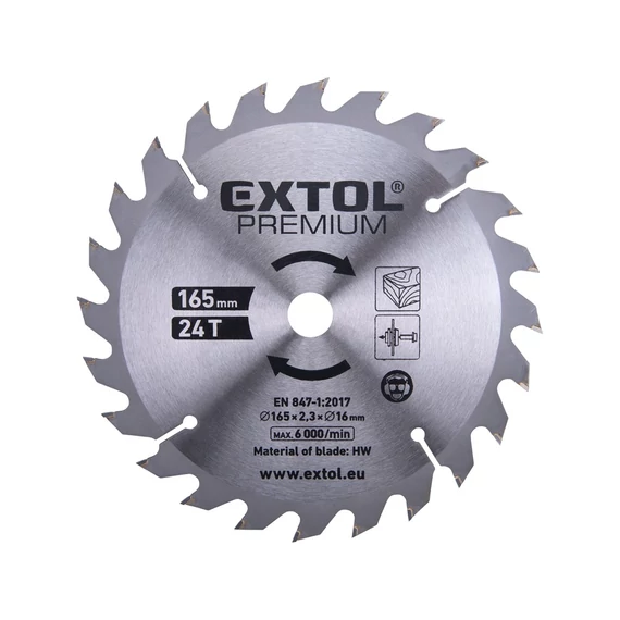 Extol körfűrészlap 165 x 2,3 x 16 mm 24 T keményfémlapkás