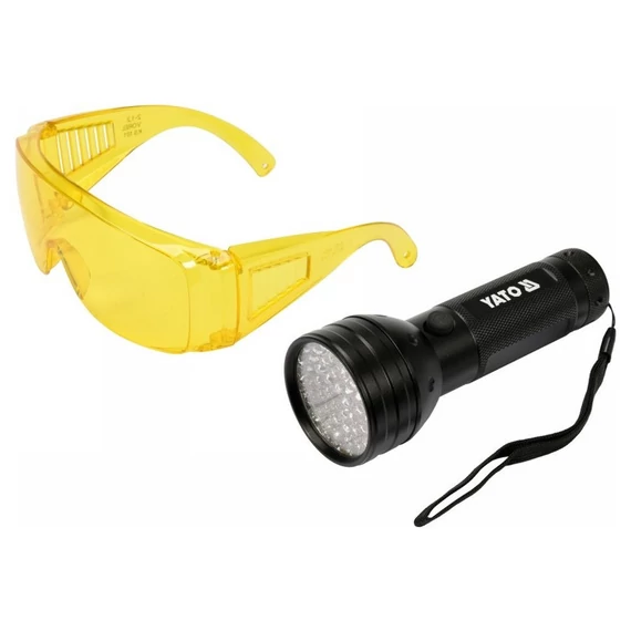Yato elemes UV zseblámpa + szemüveg 3 x AA