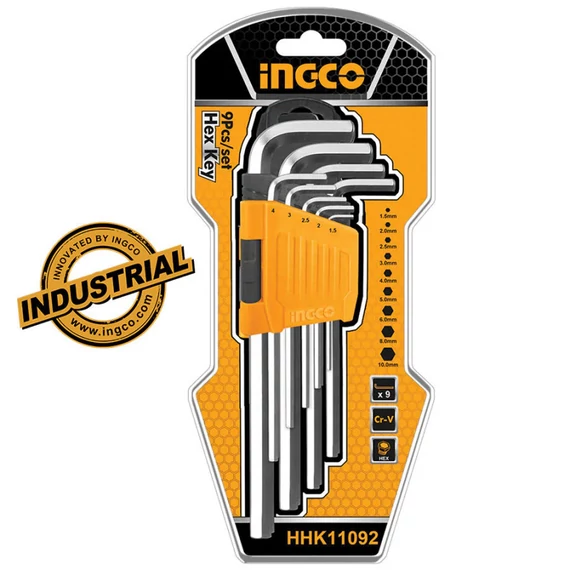 Ingco imbuszkulcs készlet 1.5-10 mm extra hosszú 9 db