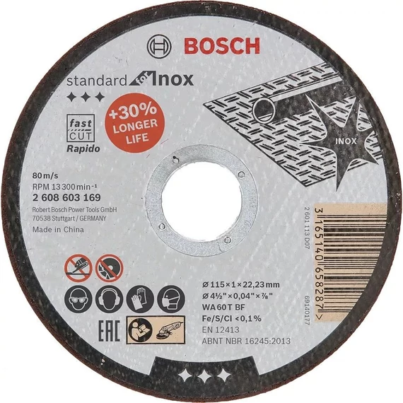 Bosch vágókorong 115x1,0x22,2 mm Inox WA 60 T BF Rapido