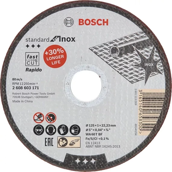 Bosch vágókorong 125x1,0x22,2 mm Inox WA 60 T BF Rapido