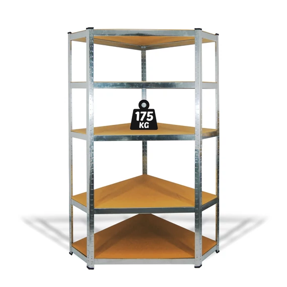 Fémpolc sarok állvány 5 szintes - max 175 kg - 180 x 90 x 30 cm
