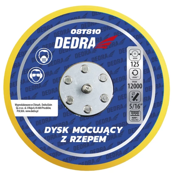 Dedra 08T810 csiszolótalp 125 mm tépőzáras, csiszológépekhez
