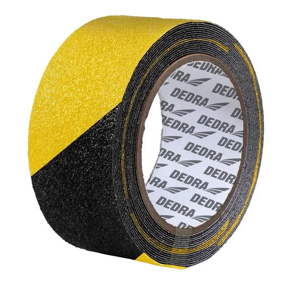 Dedra 11T112 csúszásgátló szalag 50 mm x 5 m sárga-fekete figyelmeztető színben