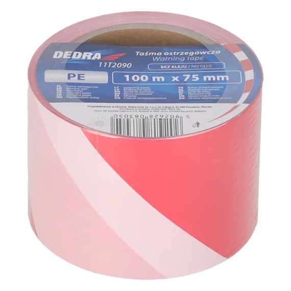 Dedra 11T2091 figyelmeztető szalag 75 mm x 500 m piros / fehér