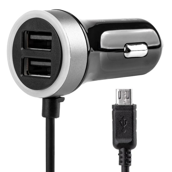 Amio autós telefontöltő micro USB + 2x USB 2,4 A