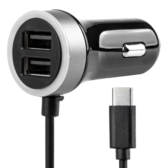 Amio autós telefontöltő USB-C + 2x USB 2,4 A