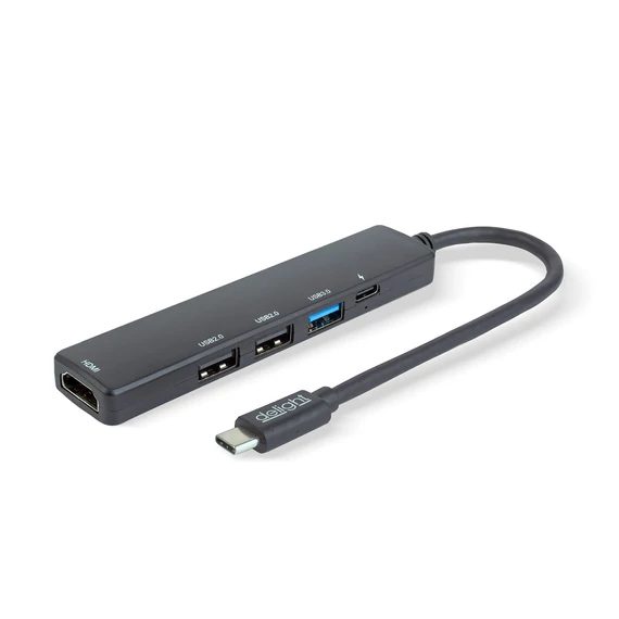 M.N.C. multifunkciós USB HUB - HDMI + TypM.N.C. e-C 3.0 5 Gbps 100 W - fekete