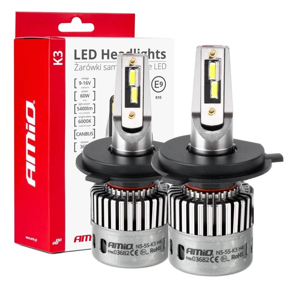 Amio LED izzó K3 Series H4/H19 6000K 12 V