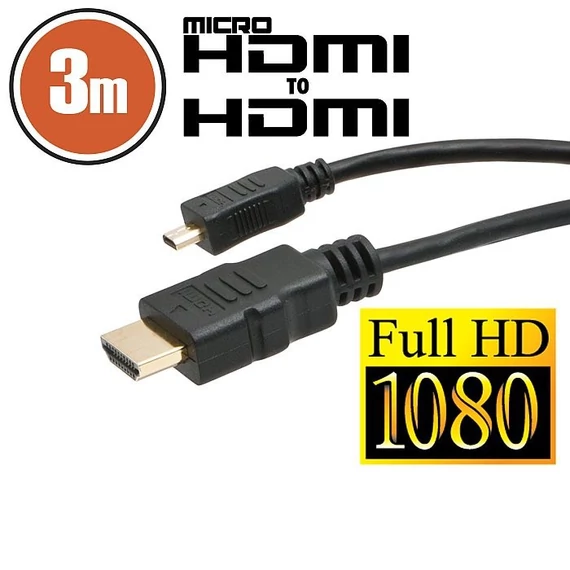 Micro HDMI kábel 3 m aranyozott