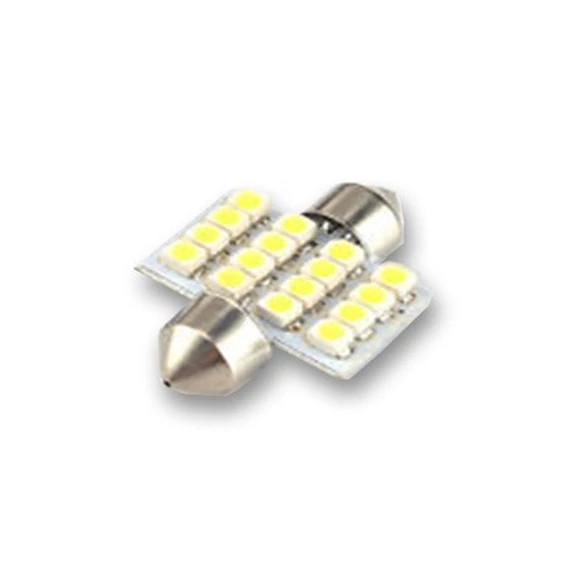 Led izzó 12V 2.5W Szofita 31 mm 3528 (1210) 16 SMD fehér