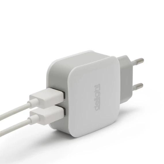 USB Hálózati adapter 2xUSB fehér