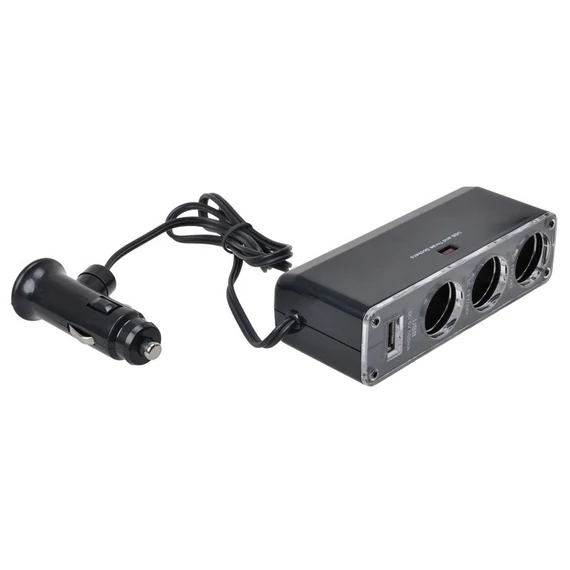 Szivargyújtó elosztó 3-as 12 / 24 V USB csatlakozóval