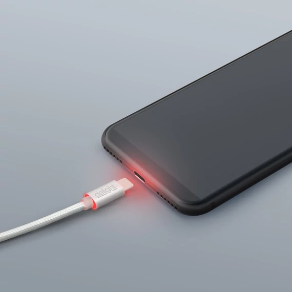 Adatkábel USB Type-C LED fénnyel fehér 1 m