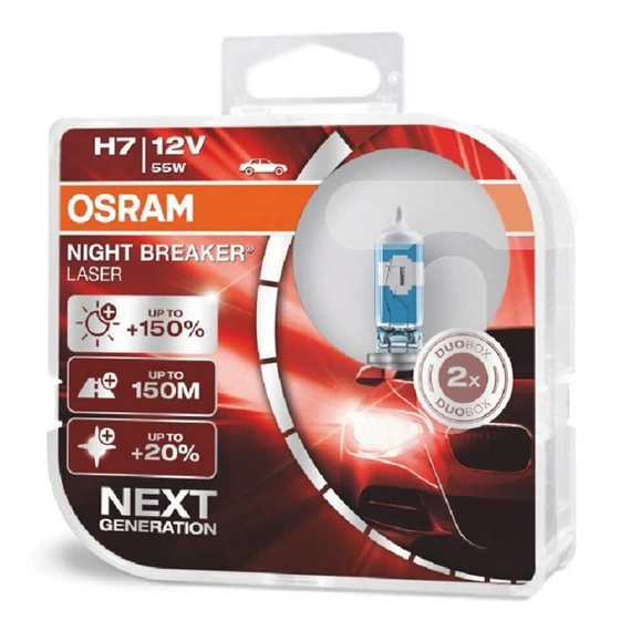 Osram halogén izzó pár H7 12 V 55 W PX26d +150% Night Breaker Laser