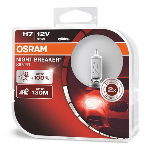 Osram halogén izzó pár H7 12 V 55 W PX26d +100% Night Breaker Silver