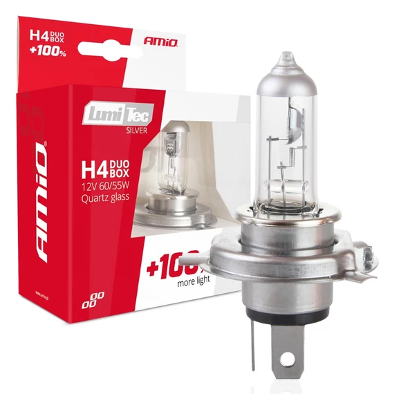 Amio halogén izzó pár H4 12 V 55 W P43t LumiTec Silver +100%