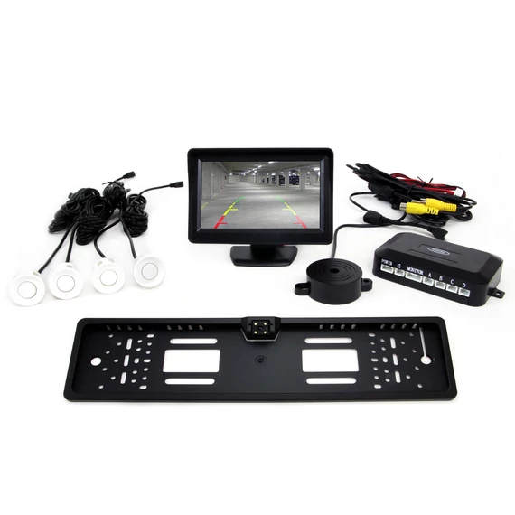 Amio tolatóradar 4 db fehér 22 mm-es szenzorral, 4.3" TFT monitorral  + rendszám