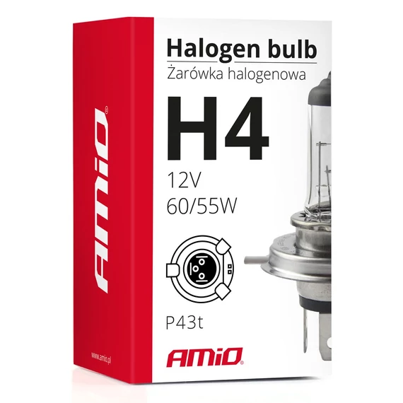 Amio halogén izzó H4 12 V 60/55 W P43t UV szűrő
