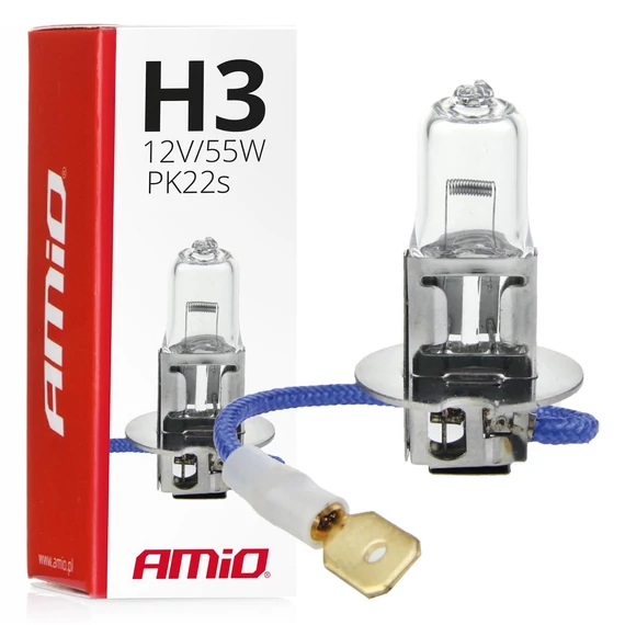 Amio halogén izzó H3 12 V 55 W PK22s UV szűrő