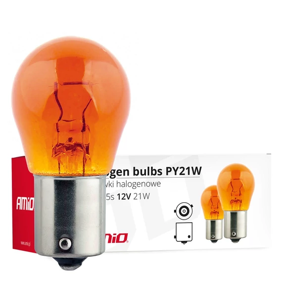Amio halogén izzó PY21W 12V 21W BAU15s narancssárga 10 db