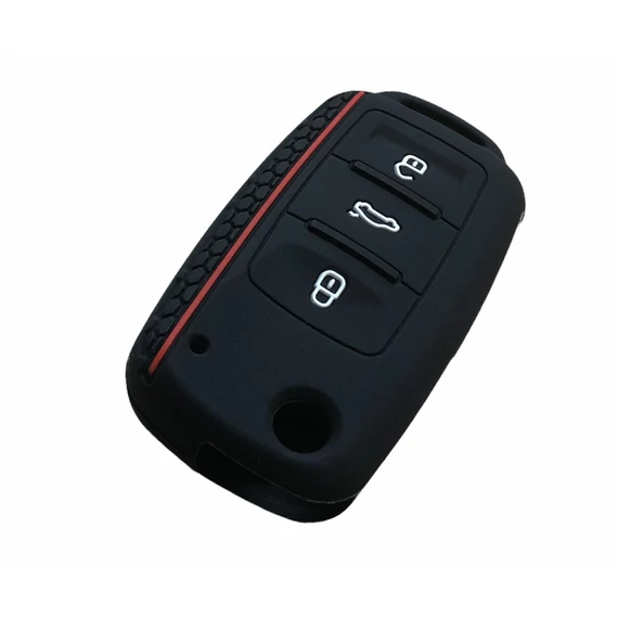 Szilikon tok kulcshoz fekete (Volkswagen - Seat - Skoda)