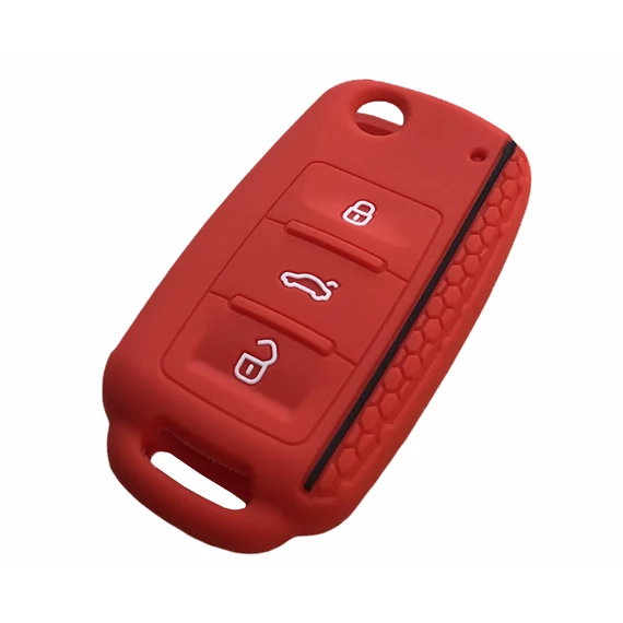 Szilikon tok kulcshoz piros (Volkswagen - Skoda - Seat)