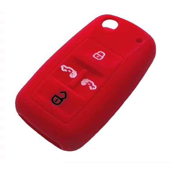 Szilikon tok kulcshoz piros (Volkswagen - Skoda - Seat)