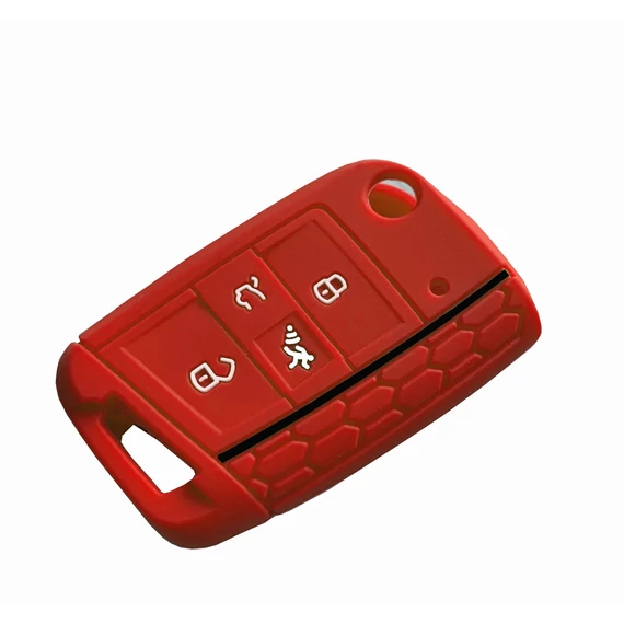 Szilikon tok kulcshoz piros (Volkswagen - Skoda - Seat)