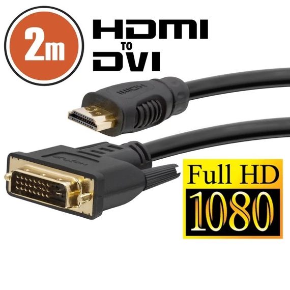 DVI-D / HDMI kábel 2 m aranyozott csatlakozóval