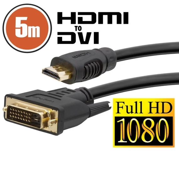 DVI-D / HDMI kábel 5 m aranyozott csatlakozóval