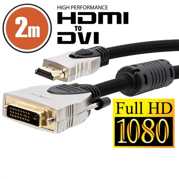 Professzionális DVI-D / HDMI kábel 2 m aranyozott csatlakozóval