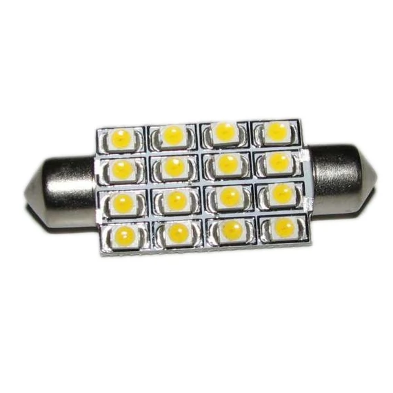 Led izzó 12V 2.5W Szofita 36 mm 3528 (1210) 16 SMD fehér