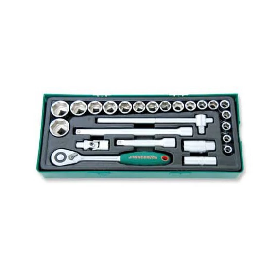 Jonnesway dugókulcs készlet 25 db 1/2" tálcás