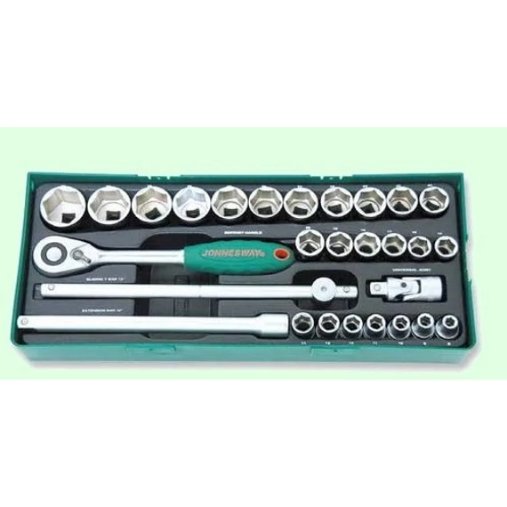Jonnesway dugókulcs készlet 28 db 1/2" tálcás