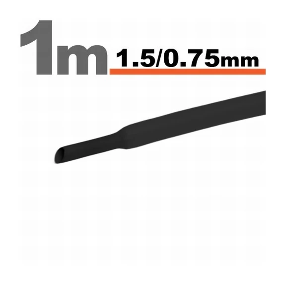 Zsugorcső fekete 1,5 / 0,75 mm