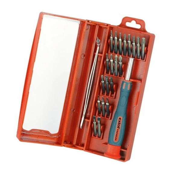 Extol lapos, philips, pozidriv, imbusz, torx, lyukas torx bit készlet 22 db